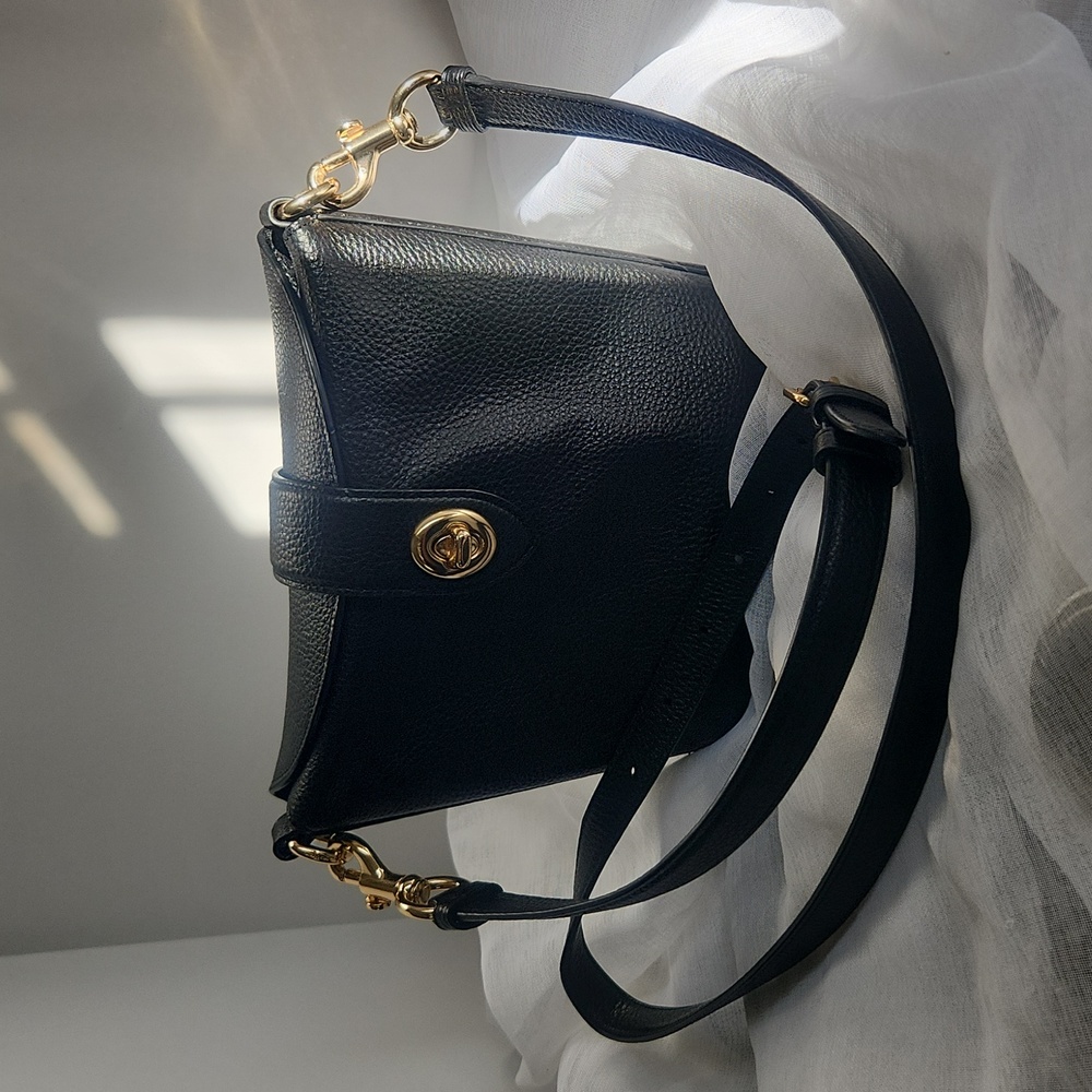 Black Coach Addie Pebble Leather Crossbody Bag